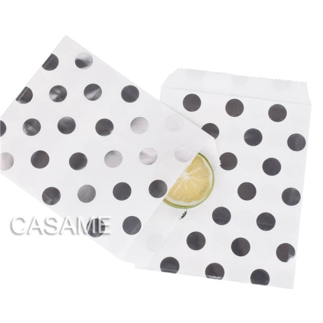 25/50/100pc Bio-degradable treat candy bag Party Favor Paper Bags Chevron Polka Dot Stripe Print Paper craft Bakery Bag