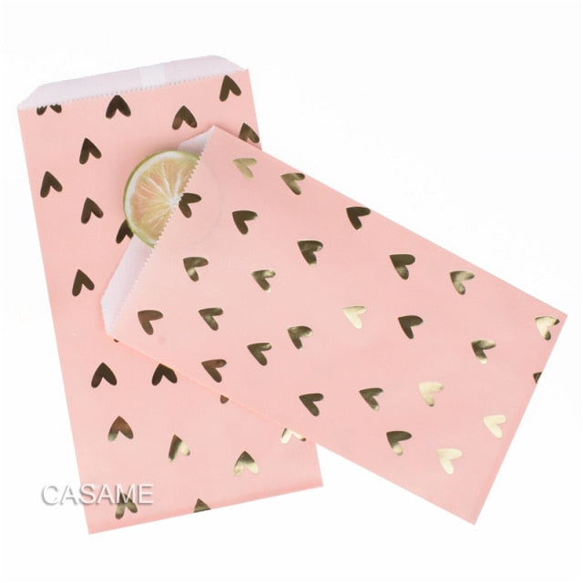 25/50/100pc Bio-degradable treat candy bag Party Favor Paper Bags Chevron Polka Dot Stripe Print Paper craft Bakery Bag