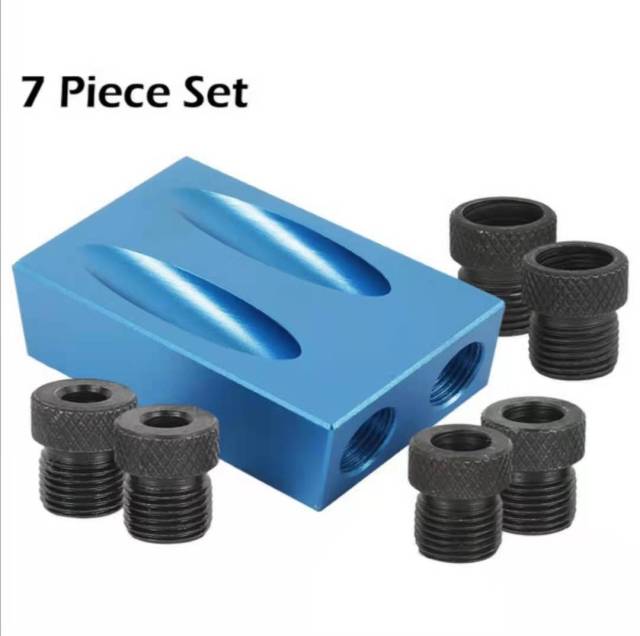 Woodworking Oblique Hole Locator Drill Bits Pocket Hole Jig Kit 15 Degree Angle Drill Guide Set Hole DIY Carpentry Tool