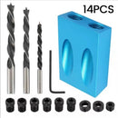 Woodworking Oblique Hole Locator Drill Bits Pocket Hole Jig Kit 15 Degree Angle Drill Guide Set Hole DIY Carpentry Tool