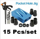 Woodworking Oblique Hole Locator Drill Bits Pocket Hole Jig Kit 15 Degree Angle Drill Guide Set Hole DIY Carpentry Tool