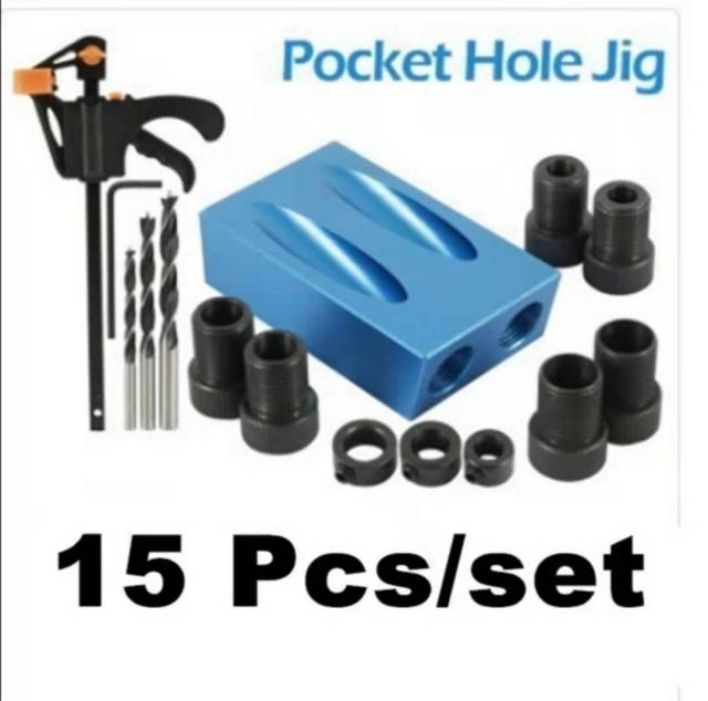 Woodworking Oblique Hole Locator Drill Bits Pocket Hole Jig Kit 15 Degree Angle Drill Guide Set Hole DIY Carpentry Tool