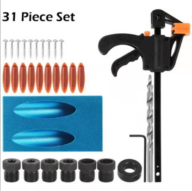 Woodworking Oblique Hole Locator Drill Bits Pocket Hole Jig Kit 15 Degree Angle Drill Guide Set Hole DIY Carpentry Tool