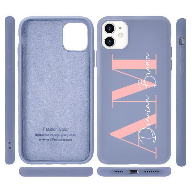 Custom Letters Name Phone Case For iPhone 13 12 11 Pro Max SE 2020 6 6S 7 8 Plus X XS XR Personalise Soft Liquid Silicone Cover