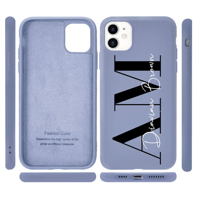 Custom Letters Name Phone Case For iPhone 13 12 11 Pro Max SE 2020 6 6S 7 8 Plus X XS XR Personalise Soft Liquid Silicone Cover