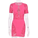 Plus Size Cut Out Sexy Zebra Mesh Transparent Women Mini Dress for Beach Holiday Night Club Party Bodycon Pencil Shorts Dresses