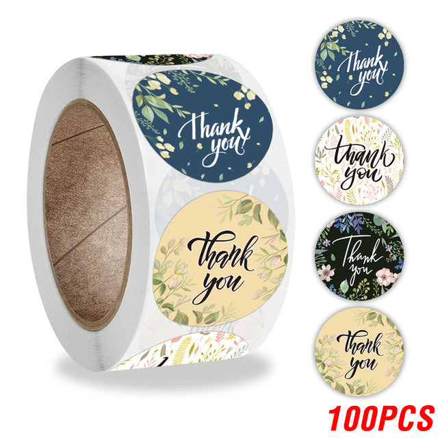 100-500pcs Thank You Round Sticker Scrapbook Envelope Seal Sticker Gift Flower Decoration Stationery Label Sticker