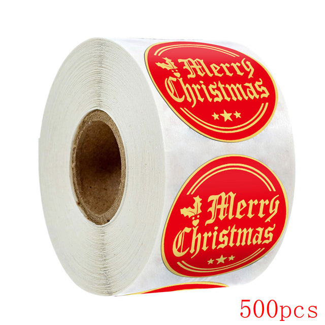 Merry Christmas Stickers Gold Stamping Christmas Label For Child Gift Decor Shop Product Packaging Stickers Label 50-500pcs