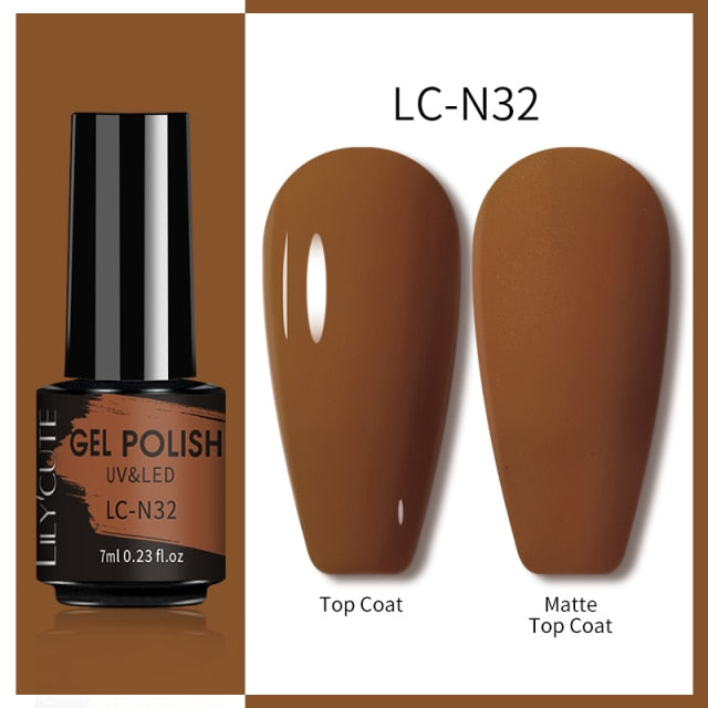 LILYCUTE 7ml Nails Gel Polish Fall Winter Color Long Lasting Hybrid For Base Top Coat Soak Off UV LED DIY Nail Art Gel