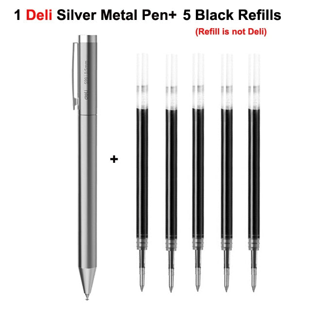 Xiaomi Deli Metal Sign Pen Ballpen Signing Pen 0.5MM Gel PREMEC Smooth Switzerland Refill Black Ink Office School Writing Pen