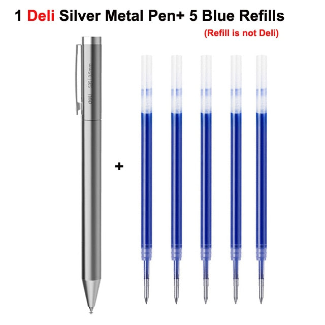 Xiaomi Deli Metal Sign Pen Ballpen Signing Pen 0.5MM Gel PREMEC Smooth Switzerland Refill Black Ink Office School Writing Pen
