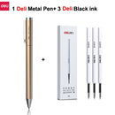 Xiaomi Deli Metal Sign Pen Ballpen Signing Pen 0.5MM Gel PREMEC Smooth Switzerland Refill Black Ink Office School Writing Pen