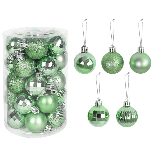 36Pcs Rose Gold Plastic Christmas Balls Ornament 4cm Hang Pendant Ball Indoor New Year Xmas Tree Decor Home Christmas Decoration