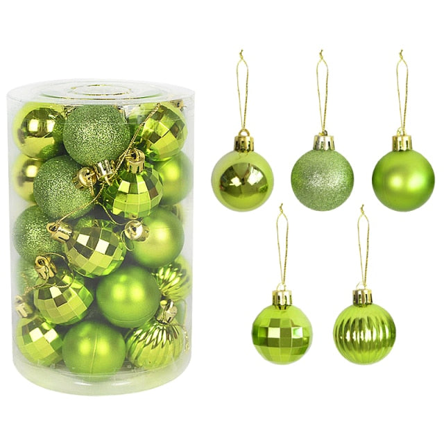 36Pcs Rose Gold Plastic Christmas Balls Ornament 4cm Hang Pendant Ball Indoor New Year Xmas Tree Decor Home Christmas Decoration