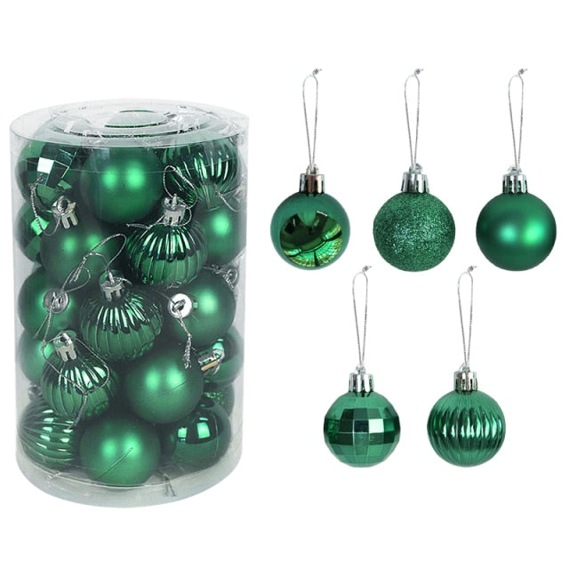 36Pcs Rose Gold Plastic Christmas Balls Ornament 4cm Hang Pendant Ball Indoor New Year Xmas Tree Decor Home Christmas Decoration