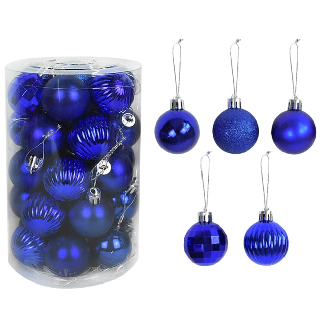 36Pcs Rose Gold Plastic Christmas Balls Ornament 4cm Hang Pendant Ball Indoor New Year Xmas Tree Decor Home Christmas Decoration