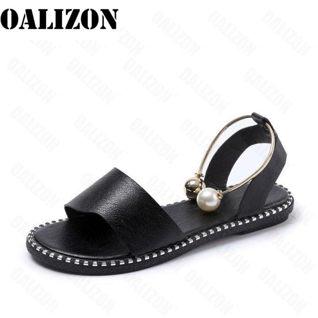 New Summer Women's Beaded Pearly Sandals Slippers Shoes Women Ladies Flats Sandals Flip Flop Casual Flat Slingback Sandals Shoes
