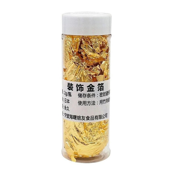 1PCS Genuine Gold Leaf Schabin Flakes 2g 24K Gold Decorative Dishes Chef Art Cake Decorating Tools Chocolate Molds Decorator