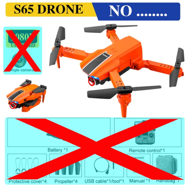 2021 NEW S65 Mini Drone 4K HD  Daul Camera With wifi FPV Portable Foldable remote control Drones Rc quadcopter camera dron toys