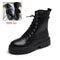 Rimocy White Black PU Leather Ankle Boots Women Autumn Winter Round Toe Lace Up Shoes Woman Fashion Motorcycle Platform Botas