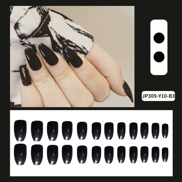 24pcs/box Full Cover fake Press on Nails Matte Yellow Pure Acrylic Frosted Ballerina acrylic for nails for Women free shipping