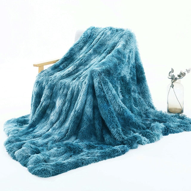 Fluffy Long Plush Throw Blanket Super Soft Double-sided Bedspread Blanket Shaggy Shawl Blanket for Adults Children
