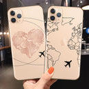 World Map Travel Soft TPU Phone Cases For iPhone 13 12 Pro XS Max XR 7 8 Plus 6S Plane Cover For iPhone 11 SE2020 Coque
