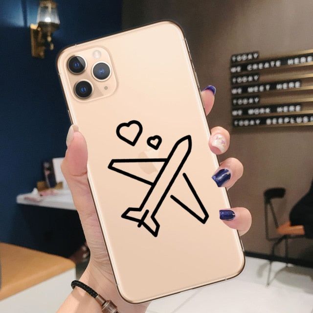 World Map Travel Soft TPU Phone Cases For iPhone 13 12 Pro XS Max XR 7 8 Plus 6S Plane Cover For iPhone 11 SE2020 Coque