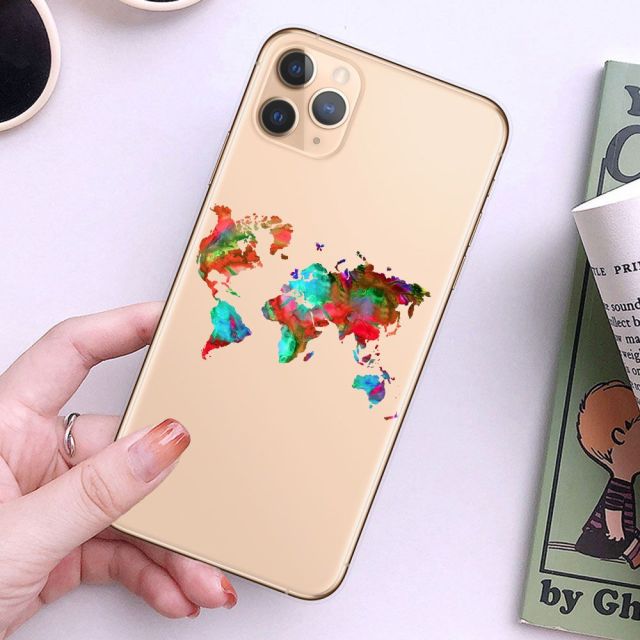 World Map Travel Soft TPU Phone Cases For iPhone 13 12 Pro XS Max XR 7 8 Plus 6S Plane Cover For iPhone 11 SE2020 Coque