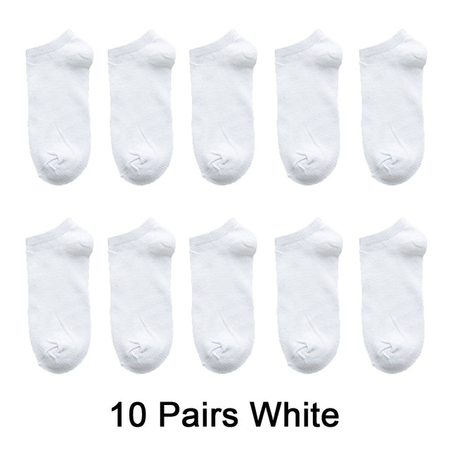 Wholesale prices 10 Pairs=20pcs Women Socks Breathable Sports socks Solid Color Boat socks Comfortable Cotton Ankle Socks White