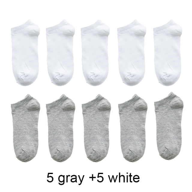 Wholesale prices 10 Pairs=20pcs Women Socks Breathable Sports socks Solid Color Boat socks Comfortable Cotton Ankle Socks White