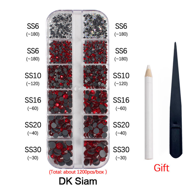 New Box Set 36 Colors 12 grid box Hotfix rhinestone 1200pcs Flatback crystal stone for DIY clothing shoe bag free shipping