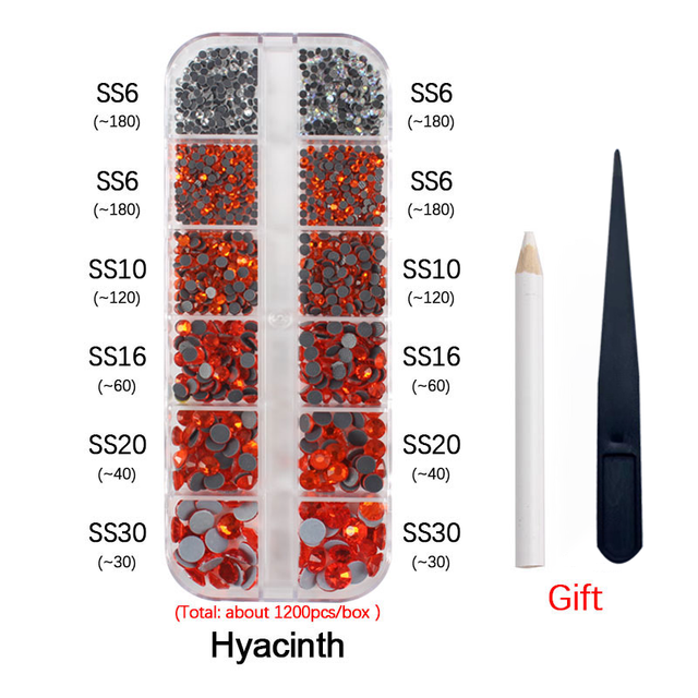 New Box Set 36 Colors 12 grid box Hotfix rhinestone 1200pcs Flatback crystal stone for DIY clothing shoe bag free shipping