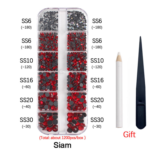 New Box Set 36 Colors 12 grid box Hotfix rhinestone 1200pcs Flatback crystal stone for DIY clothing shoe bag free shipping