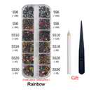 New Box Set 36 Colors 12 grid box Hotfix rhinestone 1200pcs Flatback crystal stone for DIY clothing shoe bag free shipping