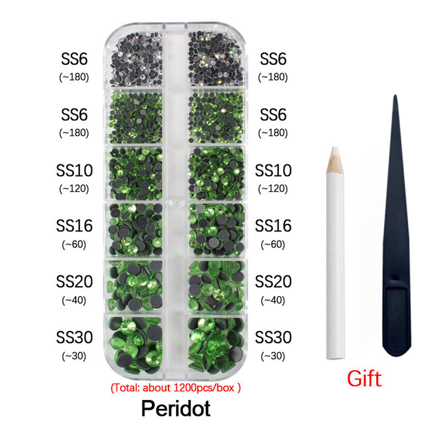 New Box Set 36 Colors 12 grid box Hotfix rhinestone 1200pcs Flatback crystal stone for DIY clothing shoe bag free shipping