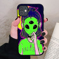 Aesthetics Cute Cartoon alien space Silicone Phone Case For iPhone 13 12 11 Pro Xs Max 6s 7 8 Plus SE2020 Soft TPU Back Cover