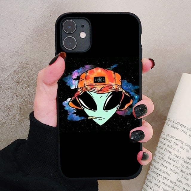 Aesthetics Cute Cartoon alien space Silicone Phone Case For iPhone 13 12 11 Pro Xs Max 6s 7 8 Plus SE2020 Soft TPU Back Cover