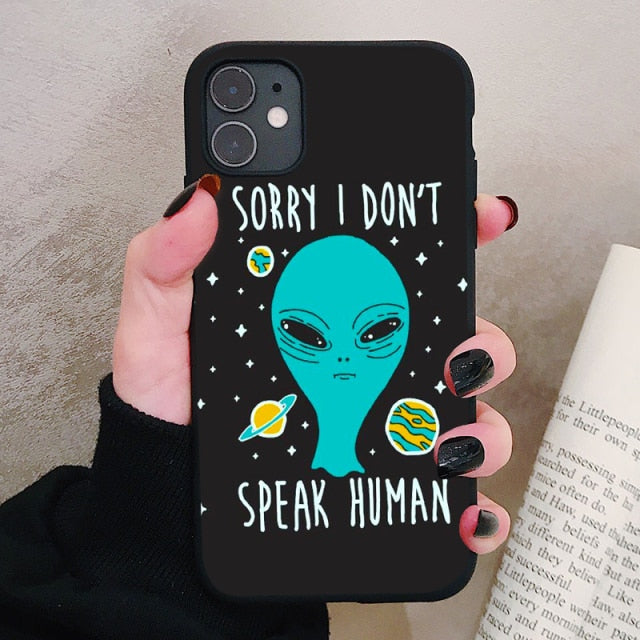 Aesthetics Cute Cartoon alien space Silicone Phone Case For iPhone 13 12 11 Pro Xs Max 6s 7 8 Plus SE2020 Soft TPU Back Cover