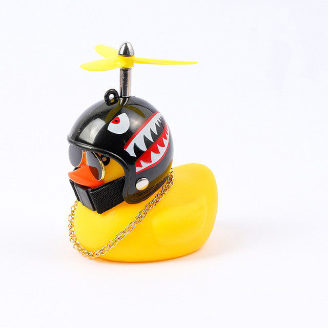 Car Duck With Helmet Broken Wind Pendant Small Yellow Duck Road Bike Motor Helmet Riding Cycling Accessories Without Lights