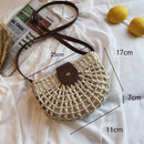 Round Straw Beach Bag Vintage Handmade Woven Shoulder Bag Raffia circle Rattan bags Bohemian Summer Vacation Casual Bags