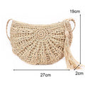 Round Straw Beach Bag Vintage Handmade Woven Shoulder Bag Raffia circle Rattan bags Bohemian Summer Vacation Casual Bags