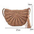 Round Straw Beach Bag Vintage Handmade Woven Shoulder Bag Raffia circle Rattan bags Bohemian Summer Vacation Casual Bags