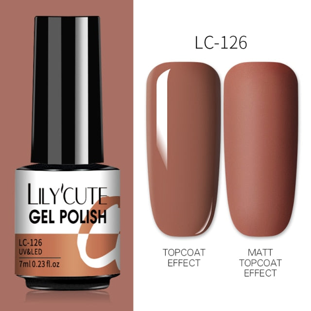 LILYCUTE 7ml UV Nail Gel Polish Autumn Winter Color Semi Permanent Matte Top Coat Needed Soak Off UV LED Nail Art Gel Varnish