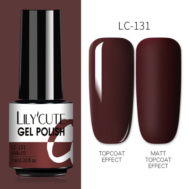 LILYCUTE 7ml UV Nail Gel Polish Autumn Winter Color Semi Permanent Matte Top Coat Needed Soak Off UV LED Nail Art Gel Varnish