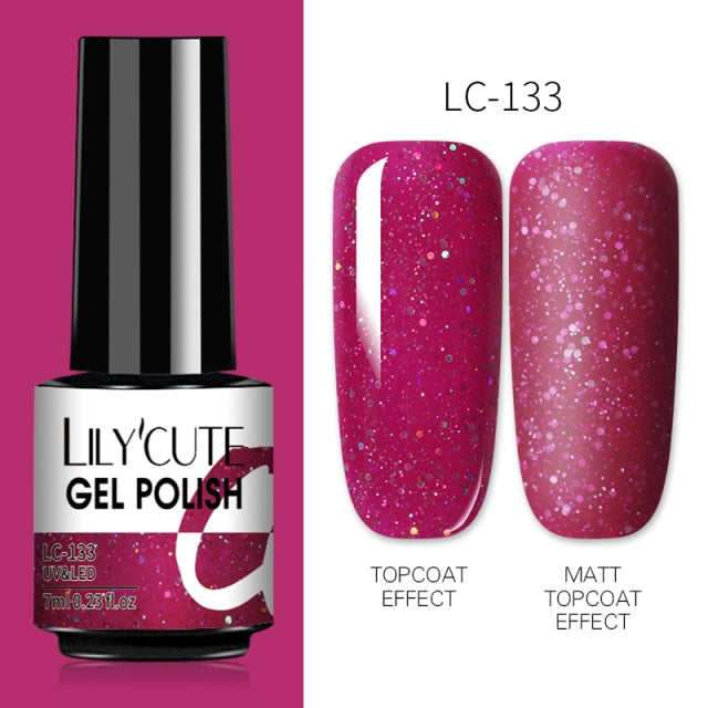 LILYCUTE 7ml UV Nail Gel Polish Autumn Winter Color Semi Permanent Matte Top Coat Needed Soak Off UV LED Nail Art Gel Varnish