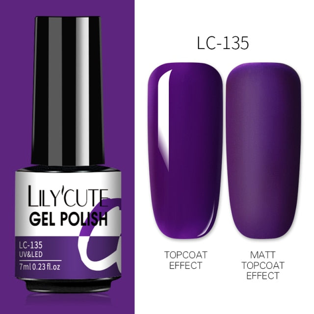LILYCUTE 7ml UV Nail Gel Polish Autumn Winter Color Semi Permanent Matte Top Coat Needed Soak Off UV LED Nail Art Gel Varnish