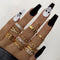 24pcs/set Long Stiletto Fake Nails Punk Snake Pattern Black White Matte False Nails Artificial Full Nail Tips Manicure Tools