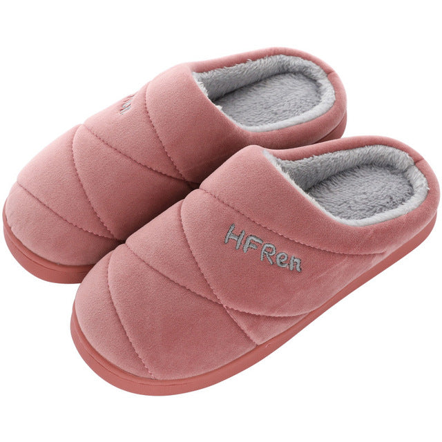 Women Autumn and Winter Cotton Slippers Indoor Non-slip Soft Bottom Warmth Month Shoes Simple Plush Half-pack with Floor Mop