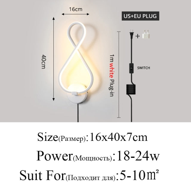 Modern Minimalist Wall Lamps Living Room Bedroom Bedside Luster AC90V-260V LED Indoor black white Lamp Aisle Lighting decoration